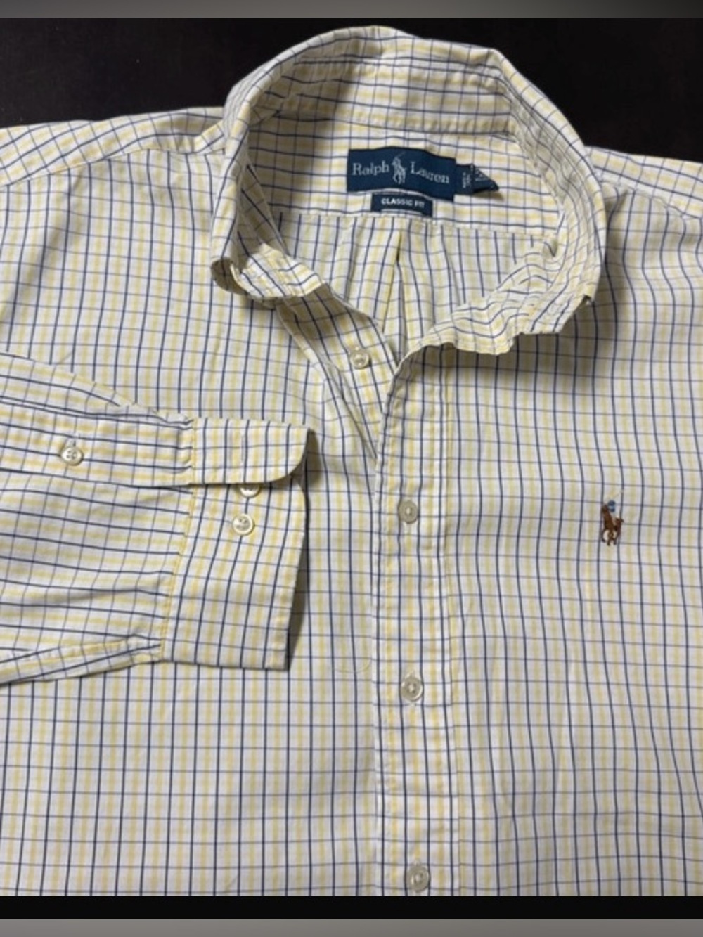 Ralph Lauren Yellow and Blue Windowpane Dress Shirt